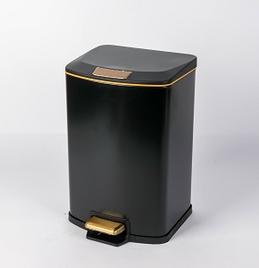 Trash bin 12 liters - matte black with gold stripe - hydraulic open
