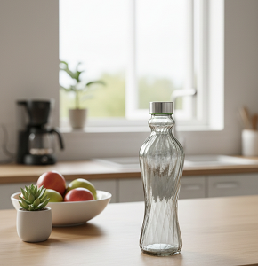 Glass Water Bottle Fume Spiral Design Round Shape - abdo-201-205