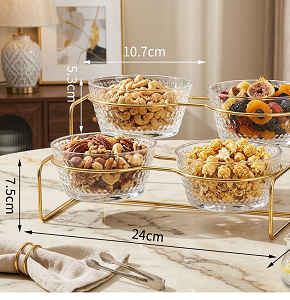 Jelly and Ice Cream Set, 4 Pieces with Elegant Metal Holder, Modern Space-Saving Design, Durable Material, Easy to Clean – Dimensions: 24 × 10.7 × 17.5 cm
