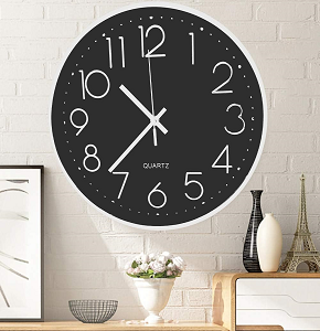 Wall Clock 16 CM Round Modern, Black With Silver Frame - CK11