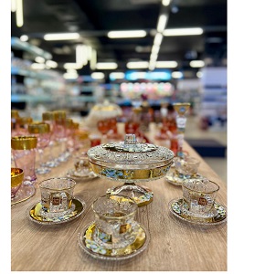 Bonbonnière Cup Set Embossed Flower – Hand-Embellished, 6 Pieces
