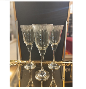 Al-Saqr Glass Set, 6 PiecesTree Leaf Design in Silver - 778-3