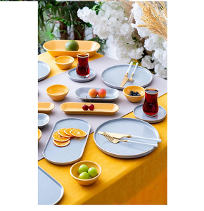 Porcelain Dinner Set 24 Pieces - Glory - Golden White Model with Smooth Pattern
