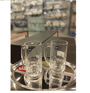 Living Home 2-piece mug set with handle, transparent and thick glass for durability and daily use for all beverages 

