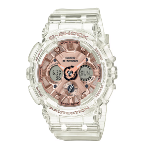 Casio G-Shock  Resin Band Analog-Digital Watch for Women - Clear and Rose Gold - GMA-S120SR-7ADR
