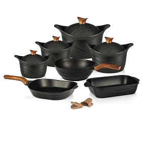  Granite pot 11 pieces, Korean model, 32 cm pot + Tajin + Grill + Wok KAZAN / Copper
