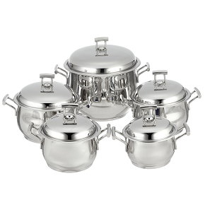 Aboud Silver Star Assorted Set with Bakelite Handles (Bombé) 10 pcs (16-18-20-24-28)
