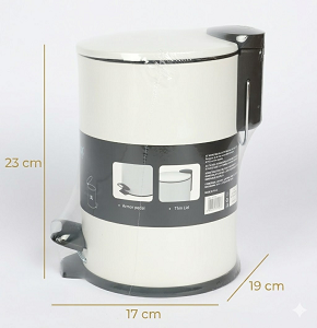 Slim stainless steel trash can, 3L, with hydraulic lid
