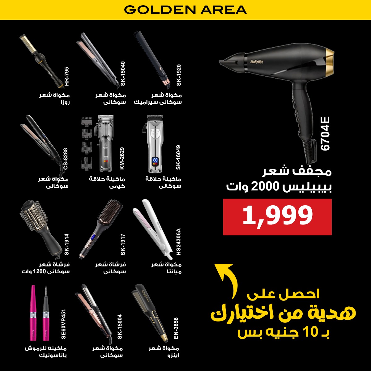 Babyliss Power Pro 2000 Hair Dryer, 2000 Watt, Black Gold - 6704E