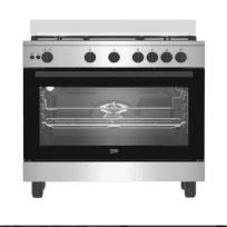 Beko Gas Cooker 5 Burners with Cooling & Cooking Fans, Cast Iron Grids, 90cm, Full Safety – Model BGGR 12113 GXF