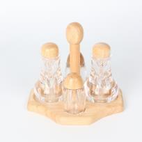 Spice Set 4-Piece with Wooden Lids (2 Oil Bottles + 2 Spice Jars)-KA0009