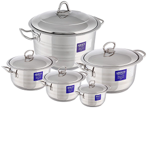 Aboud Original Striped Pot Set with Steel Handles (Adjustable) 10 pcs (16-18-20-24-30)

