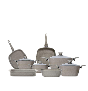 Top Chef Granite 12-Piece Square Set (Pots 18-20-24 + Pan 26 + Griddle 28 + Tagine 30 + Baking Tray 26/28)
