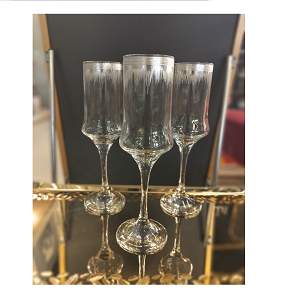 Al Saqr Glass Set, 6 Pieces, Classic Pattern, Shiny Silver Color - 778-10