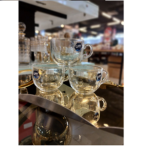 Living Home 6-piece transparent glass mug set with simple and elegant design and circular handle