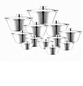 Shawarma Pot Set with Aluminum Handle – Enamel (12 pcs) / Sizes 16 to 40 (excluding size 38)