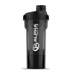 Dark grey sports bottle 500ml with storage cup and lid