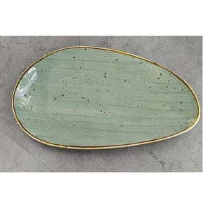 Individual artistic oval porcelain plate Danny Home with interlaced olive colors Dimensions 25.8 × 12.5 × 2 cm CZT04-117

