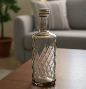 Glass Water Bottle Fumé Spiral-Shaped with Clip Lid - abdo-109-8 D