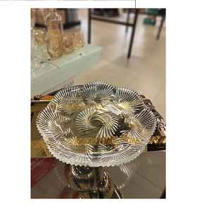 Living Home Glass Fruit Plate – Elegant transparent glass design shaped like two overlapping leaves, with irregular wavy edges. Perfect for serving fruits in a stylish and attractive way. LXGW004-1

