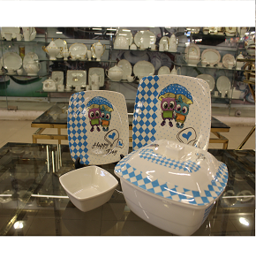 Melamine Set, Al-Mohandis 38 Pieces, Square, Modern.