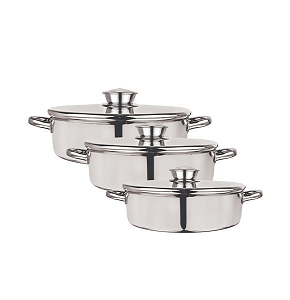 Aluminum oven tray set, painted, with lid, stainless-steel double handles, 3 pieces / 28
