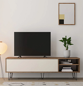 TV table 160 cm with 2 doors - Size: Width: 160 cm, Depth: 35 cm, Height: 53 cm - Wood and More
