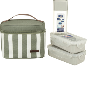 3-Piece Lunch Box with Bag White/Green - Code: 8803733273794
