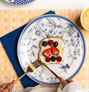 Dinner Set 38 Pieces with Three-Tier Cake Holder Natural Artistic Paintings Model Spring Flowers 17-016


