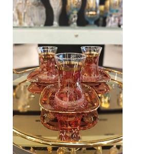 Istikana Set Natural Design Luster – Hand-Embellished, 12 Pieces
