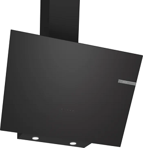 Bosch built-in wall-mounted angled cooker hood, 90 cm, black glass  DWK96PJ60T