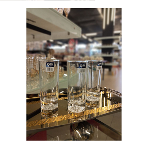 Living Home glass mug, set of 6 pieces, transparent high quality with an elegant rectangular design

