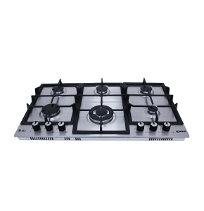 PURITY Hob Built-In Gas 90 cm, 6 Burners, Cast-Iron Pan Supports – Stainless Steel - HPT902S
