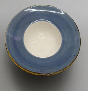 Individual Moonlight porcelain plate Danny Home with artistic light blue colors and gilded frame Dimensions 24 × 6 cm CZT05-17
