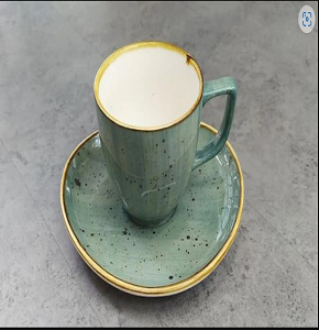 Danny Home porcelain coffee cup with saucer 2 pcs gilded edges CZT04-119


