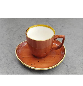 Danny Home porcelain tea cup with saucer 2 pcs hazel color artistic intertwined gilded rim CZT03-118

