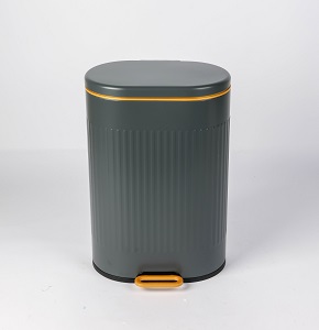 Trash bin 12 liters - round gray with striped design - hydraulic open
