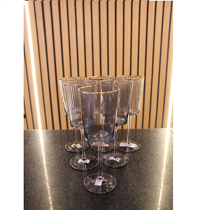 Set of 6 glass cups with circular gold rim Abdo - 30 - 89
