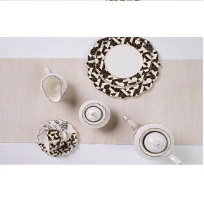 Chinese Tea & Cake Set 24 Pieces Luxurious Engraving Model Arabesque, Code 19A194
