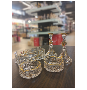 2M Candelabra Set,Fan-Style 5 Pieces , Gold - 6918
