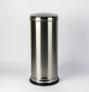 Trash bin 30 liters - round silver - hydraulic open
