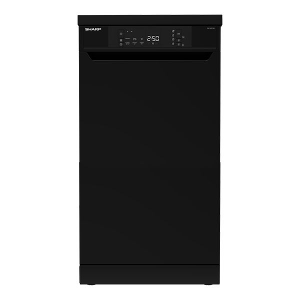 SHARP DISH WASHER 10PERSONS 6PROGRAMS 45CM DIGITAL SCREEN BLACK QW-V610-BK