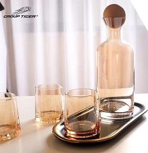 7 pcs sherbet set with bottle and gold ball cap
