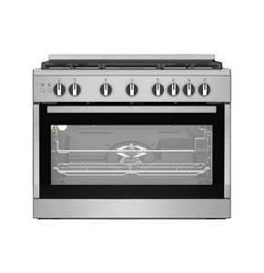 BGGR 11215 GX2 Beko 5-burner gas cooker, full safety features - stainless steel - 2 knobs - 90 cm - 2 cooling and cooking fans - touch screen - cast iron grates