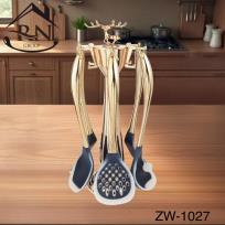 Silicone serving set 6 pieces with heat-resistant stand with comfortable and elegant handles
