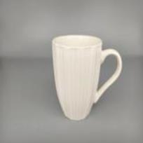 White porcelain mug with comfortable square handle
