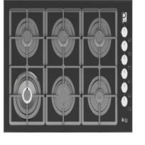 Built-in Purity hob 90 cm, 6 burners (triple burner), full safety system, automatic ignition, side control, heavy-duty pan supports, compatible with natural gas and cylinder gas, right gas outlet, bla