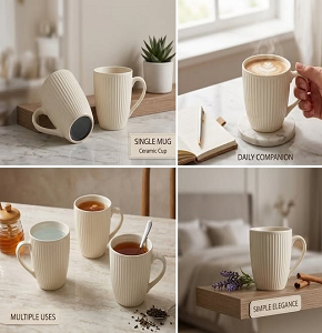 Porcelain Mug Embossed  Off-White  - MG5-1