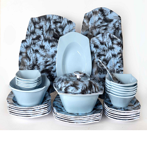 Pure Melamine Set 38p Square Feather Beige


