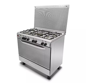 Kiriazi Bombie Gas Cooker, 5 Burners, 90 cm, Stainless Steel - 9604F
